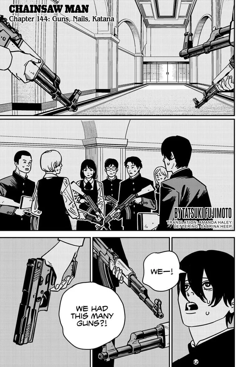 Chainsaw Man Manga Chapter 144 page 1 - Guns, Nails, Katana