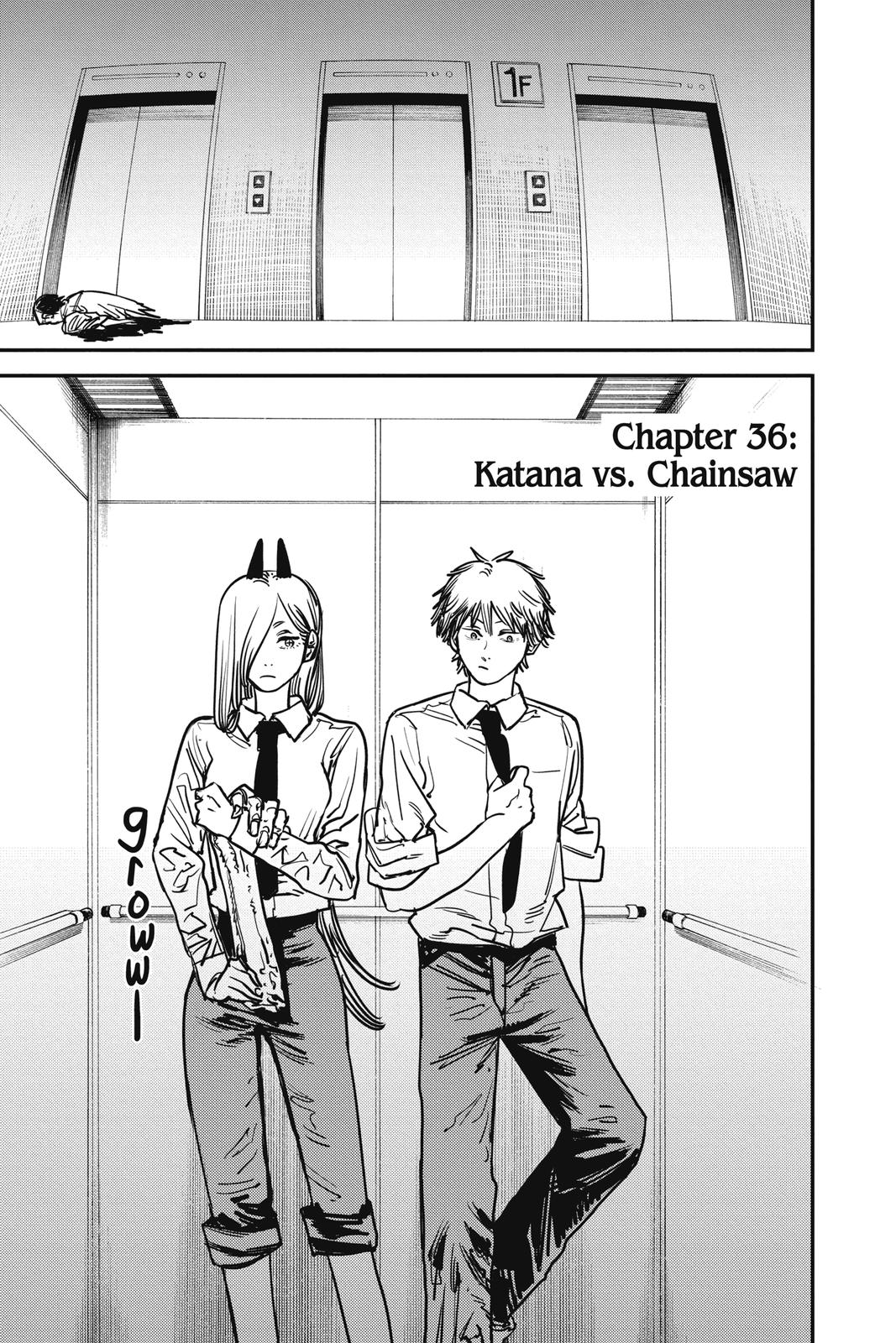 Chainsaw Man Manga Chapter 36 page 1 - Katana vs. Chainsaw