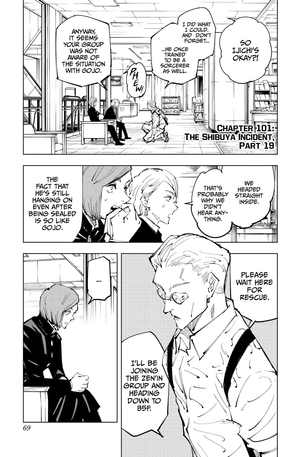 Jujutsu Kaisen Manga Chapter 101 page 1 - The Shibuya Incident, Part 19
