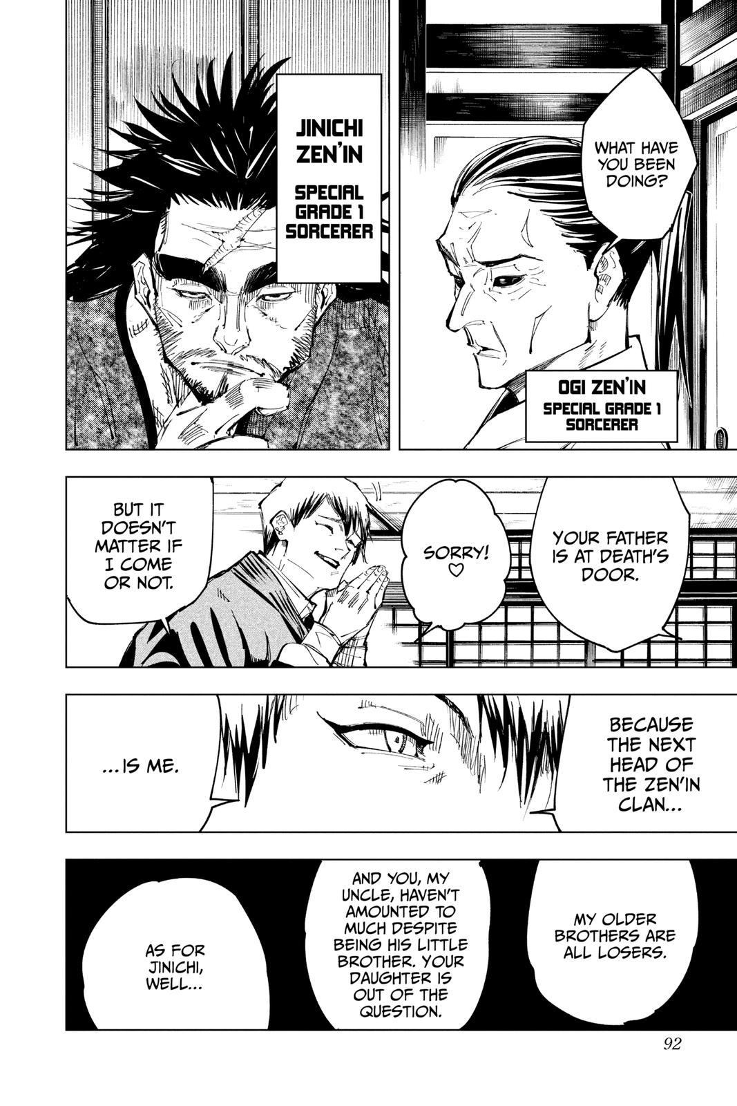 Jujutsu Kaisen Manga Chapter 138 page 4 - The Zenin Clan
