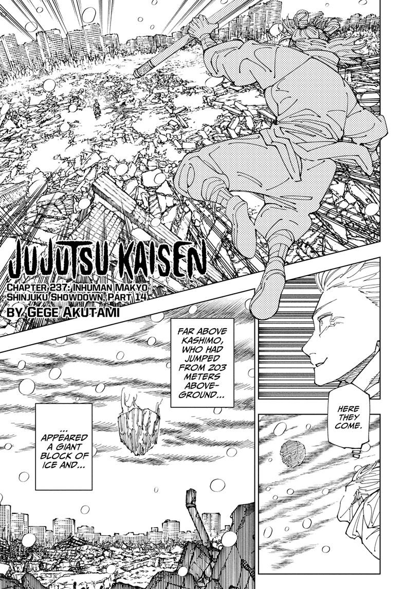 Jujutsu Kaisen Manga Chapter 237 page 1 - Inhuman Makyo Shinjuku Showdown, Part 14