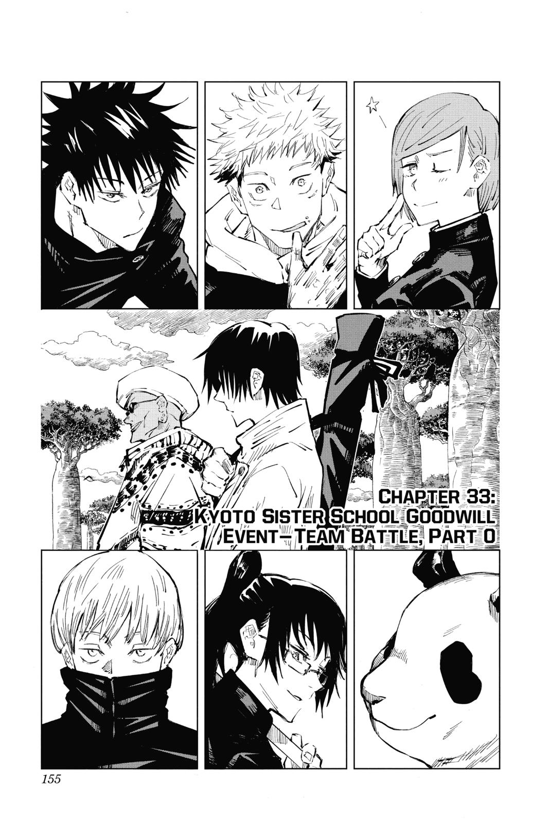 Jujutsu Kaisen Manga Chapter 33 page 1 - Kyoto Sister School Goodwill Event - Team Battle, Part 0